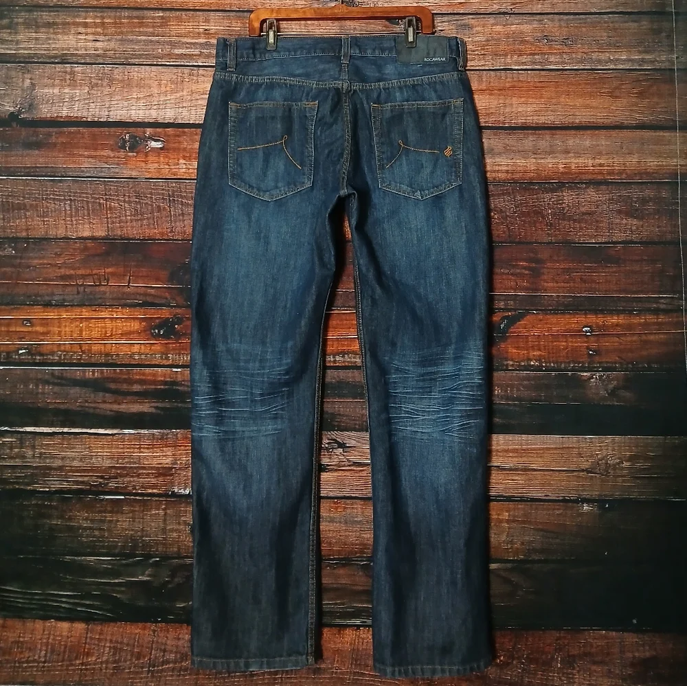 Rocawear Jeans 38X34 Classic Fit Baggy Streetwear Denim 100% Cotton Dark Wash